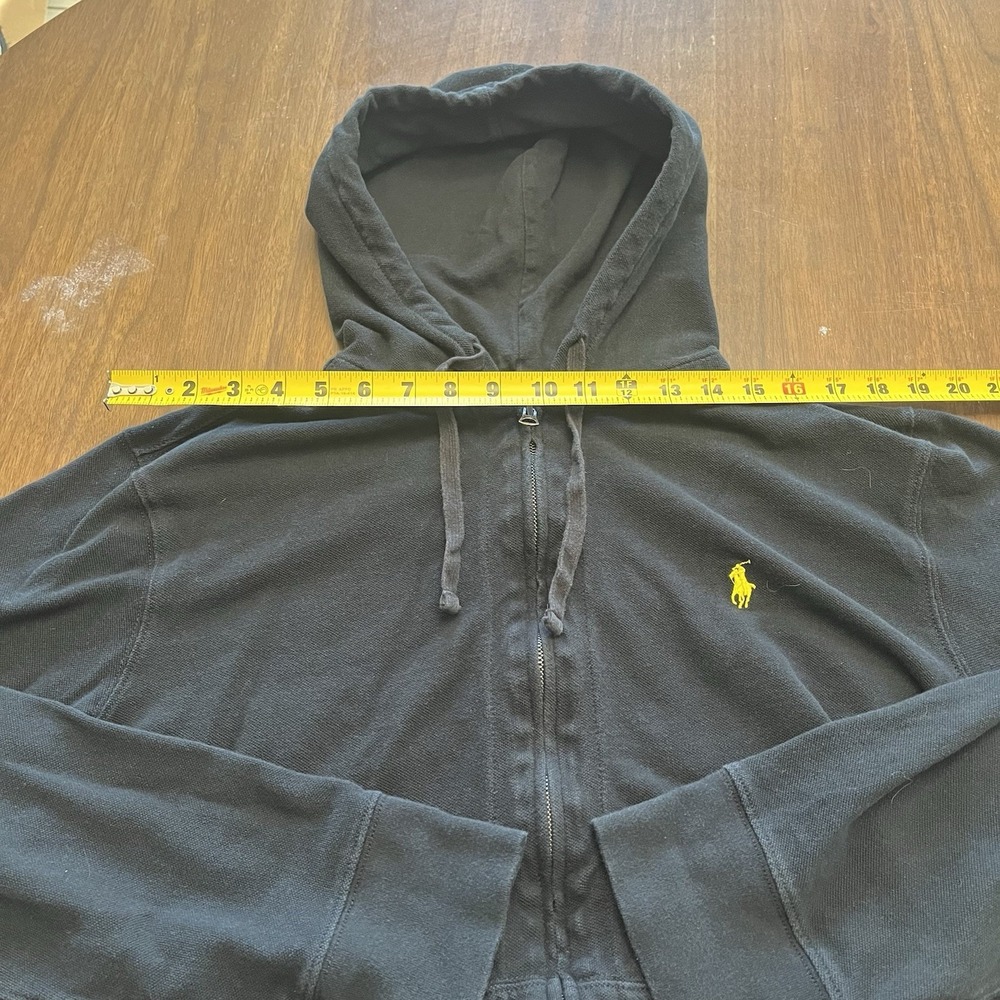 Vintage Polo Ralph Lauren Hoodie Mens XL Black Full Zip Cotton‎ Pony Conmar Zip - Picture 8 of 12